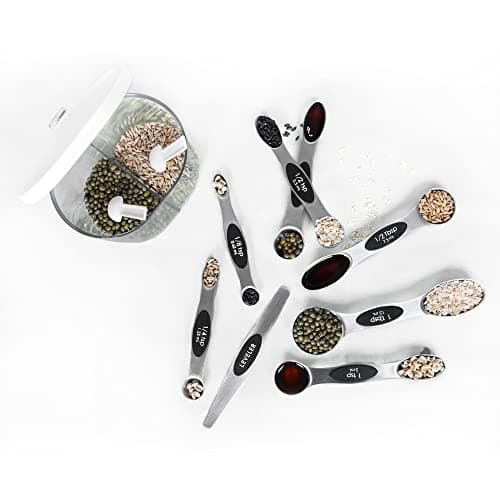 Magnetic Measuring Spoons Set Stainless Steel with Leveler, Stackable Metal Tablespoon Measure Spoon for Baking, Cups and Spoon Set Kitchen Gadgets Apartment Essentials Fits in Spice Jars — view 7
