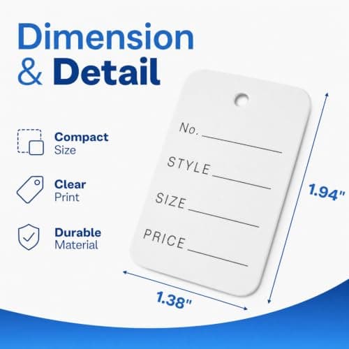 Nicunom 2000 PCS Price Tags,1.94" X 1.38" Price Display Tag Clothes Size Tag Store White Paper Tags for Jewelry, Clothing, Retail, Labeling