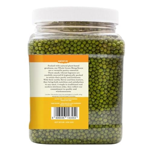 Pride Of India | Whole Green Mung Gram – 1.5 lbs (680 gm) Jar | Dried Green Mung Beans for Sprouting, Nutty Vegetarian Superfood, High Protein & Fiber — view 3