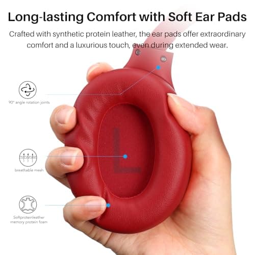 TOZO HT2 Hybrid Active Noise Cancelling Headphones, Wireless Over Ear Bluetooth Headset, 60H Playtime, Hi-Res Audio Custom EQ via App Deep Bass Comfort Fit Ear Cups, for Home Office Travel — view 6