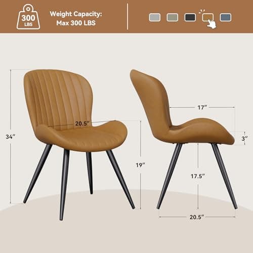 Daluvenix Dining Chairs Set of 2,Modern Fabric Dining Chairs Featuring Ergonomic Backrests, Thickly Padded Cushions, and Sturdy Metal Legs, Suitable for Kitchen, Living Room,and Bedroom,Brown
