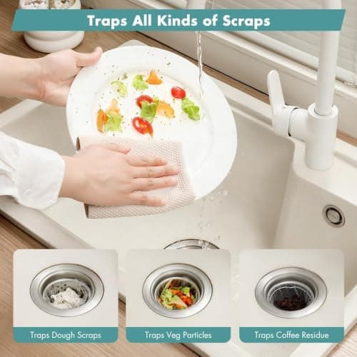 400 Pack Disposable Drain Covers for Sourdough, Kitchen Mesh Sink Strainer Bags, Anti-Clog Drain Catchers for Food Scraps, Coffee Grounds & Hair, Kitchen & Bathroom — view 2