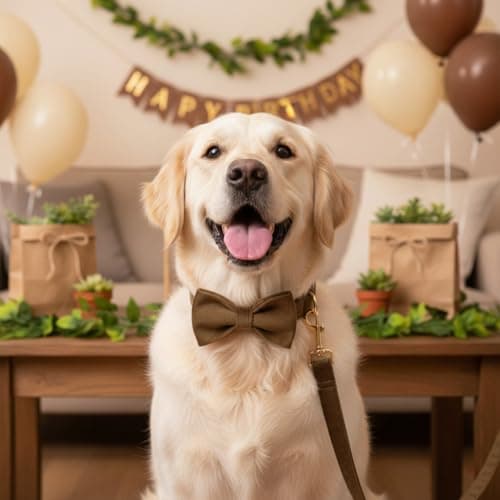 PETDURO Custom Dog Collar Personalized with Name Engraved Gold Metal Buckle for Large Medium Small Boy and Girl Dogs - Dog Leash and Bow Tie Set Available - Soft Comfy Velvet (Brown G, L) — view 2