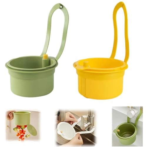 Kitchen Sink Strainer Basket, Faucet Hanging Strainer, Multi-Functional Food Colander,Press Automatic Dumping Kitchen Draining Basket, Corner Sink Trash Catcher for Food Waste