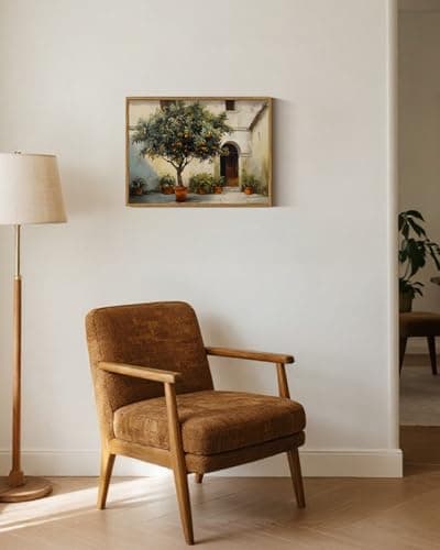 ARPEOTCY Vintage Framed Canvas Wall Art, Courtyard Orange Tree — view 2