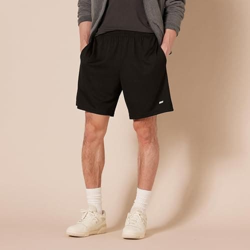 Amazon Essentials Men's Athletic Basketball Gym Shorts, Breathable Moisture Wicking Performance Tech Loose-Fit Training Shorts with Elastic Waist, Pack of 2, Black, Large — view 2