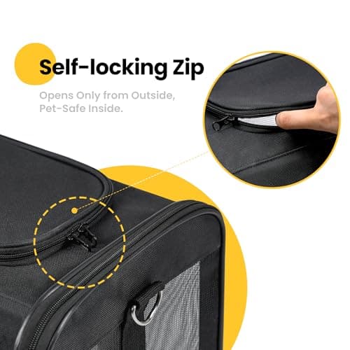 Conlun Cat Carrier Airline Approved, Soft-Sided Dog Carrier with Inner Safety Leash, Pet Transport Carrier for Small-Medium Cats Puppies up to 15 Lbs, Collapsible Travel Kitten Carrier Bag -Black M — view 6
