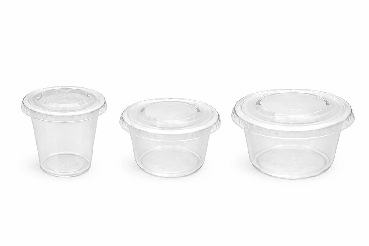 Salseros Plástico PET Transparente con Tapa – Mini Tapers de plástico 30ml 60ml 100ml – Envases Salsa Individuales Pack 100 300 1000 – Take Away Hostelería (50, Transparente, 60 cc) — view 4