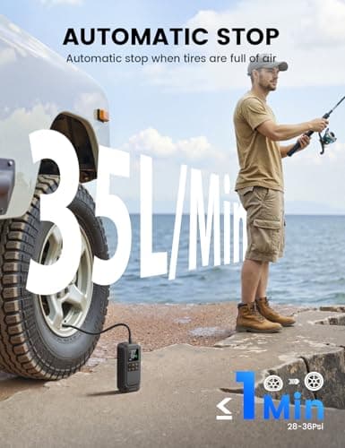 Lamicall Tire Inflator Portable Air Compressor - [5X Faster Inflation] Air Pump with Digital Pressure Gauge & LED Light, 150PSI Electric Tyre Pump for Car Motorcycle Wheel Simulator, Wheel, Mom Gift