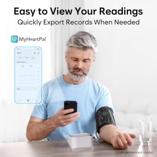 Blood Pressure Monitor for Home Use: Easy@Home Bluetooth BP Cuff with Free MyHeartPal App, Smart Digital Machine for Long-Term Trend Tracking, Large Backlit Display, EBP-20T — view 3