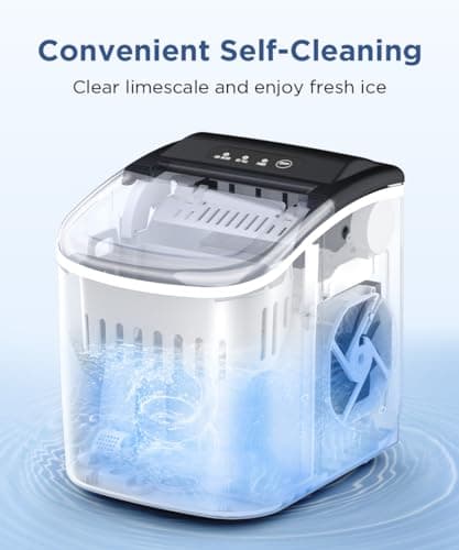 COWSAR Ice Maker Countertop, Portable Ice Machine with Self-Cleaning, 26.5lbs/24Hrs, 9 Bullet Ice Cubes in 6 Mins, Ice Basket and Scoop, Ideal for Home, Kitchen, Bar, Camping — view 4