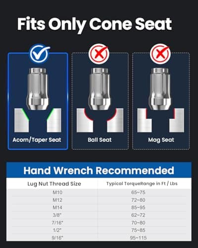 GAsupply 1/2 x 20 Lug Nuts, 1/2''-20 Closed End Bulge Acorn Spline Tuner Lug Nuts 1.38" Tall Conical Seat 60 Degree, 20 Pack+ 1 Spline Drive Tuner Socket Key Tool — view 2