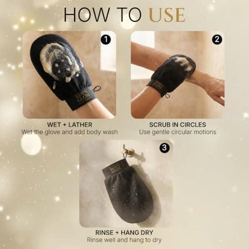 Exfoliating Bath Glove – Deep Body Exfoliation Mitt for Smooth, Radiant-Looking Skin – Reusable & Gentle - Pack of 1 Black - Eden Glow — view 3