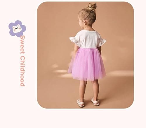 Winzik Girls Dress, Toddler Summer Short Sleeve Cotton Casual Dresses Clothes 18M-7Y(6-7 Years, Tulle White Girls) — view 8