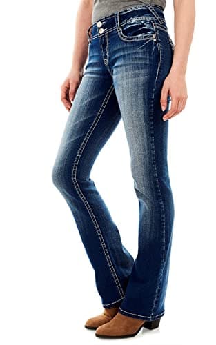 WallFlower Luscious Curvy Bootcut Jeans for Women Mid-Rise Insta Stretch Denim in Petite, Midsize, Plus Size, Juniors Jeans, Jenna, 22 Plus Long