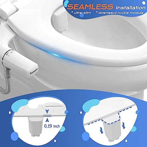 SAMODRA Ultra-Slim Bidet Attachment, Minimalist Non-Electric Dual Nozzle (Frontal & Rear Wash) Adjustable Water Pressure, Fresh Water Bidet Toilet Seat Attachment, Easy to Install — view 2