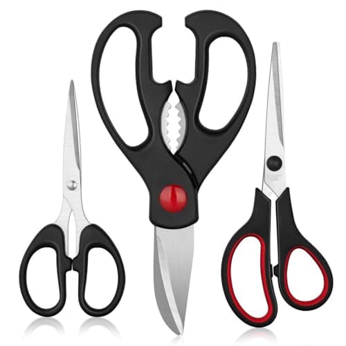 Kitchen Shears Set - QtoiKce Kitchen Scissors 3 Pack All Purpose Poultry Shears,Stainless Steel Sharp Utility Cooking Scissors for Home — view 2