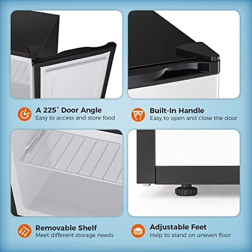 Kismile Mini Freezer,1.1 Cu.ft Upright Freezer with Reversible Single Door,Removable Shelves,Small Freezer with Adjustable Thermostat for Home/Kitchen/Office (Black) — view 2