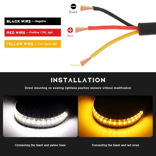 YTFRL 2PCS Motorcycle LED Turn Signal Light, Flexible Switchback Fork Turn Signal Blinkers Waterproof Tail Strips, Dual-Color DRL Daytime Running Light Adjustable Strip Bars for Motorbike — view 3