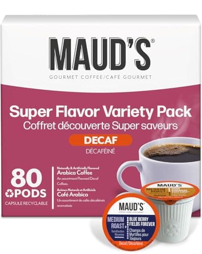 Maud's Flavored Decaf Coffee Pods Variety Pack, 80 ct,14 Assorted Roasts & Flavors, Decaf Medium Roast Coffee in Single Serve Pods - 100% Arabica Beans, Compatible with Keurig K Cups Maker — view 3
