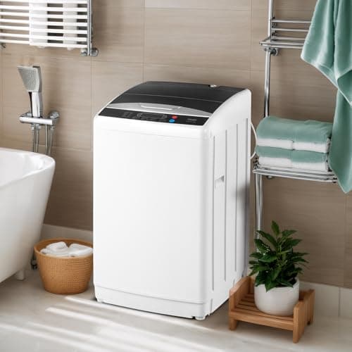ROVSUN 25LBS Portable Washing Machine, Full-Automatic Electric Laundry Machine with Stainless Steel Drum, Compact Washer and Spin Dryer Combo with Drain Pump for Home, Apartment — view 8