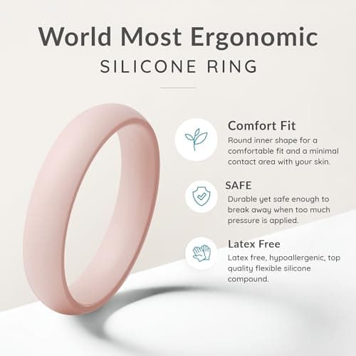ThunderFit Silicone Bridal Rings Set for Women, 5.5mm Wide, 2mm Thick, Wedding Rubber Bands, Variety Multipack 1-12 — view 4