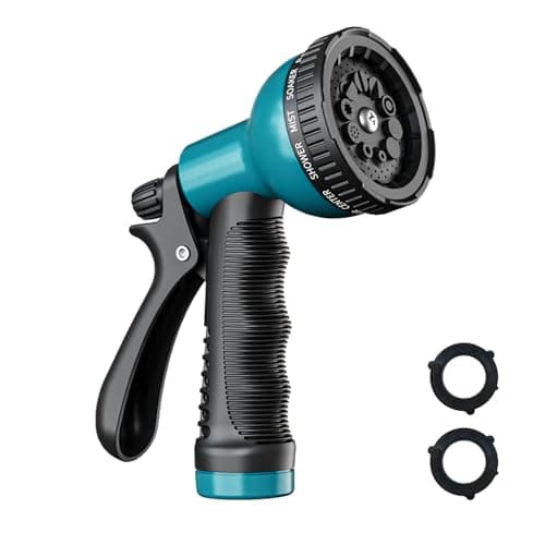 Besiter Garden Hose Nozzle Sprayer 10 Watering Patterns Spray Nozzles Heavy Duty Hose Head Lightweight Hose Attachment Blue