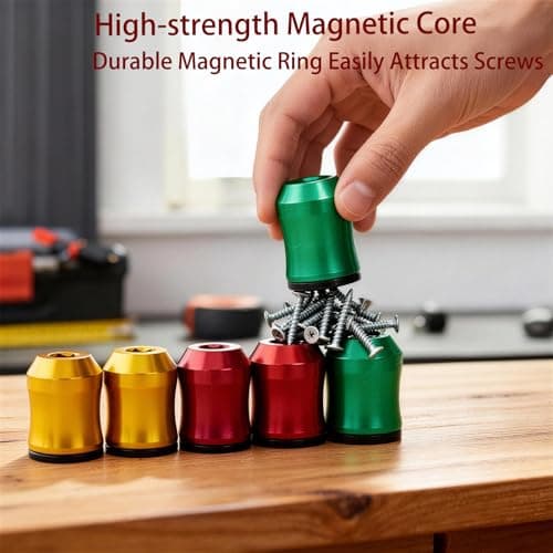 Magnetic Screw Ring Holder,Strong Magnetic Bit Holder & Screwdriver Accessory–1/4 Inch Hex Magnetic Tool Holder for Tight Spaces,Secure Grip Magnetizer Rings for Power Bits (3-Pack Multicolor)