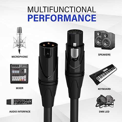 LyxPro 25 Feet XLR Microphone Cable Balanced Male to Female 3 Pin Mic Cord for Powered Speakers Audio Interface Professional Pro Audio Performance and Recording Devices - Black — view 5