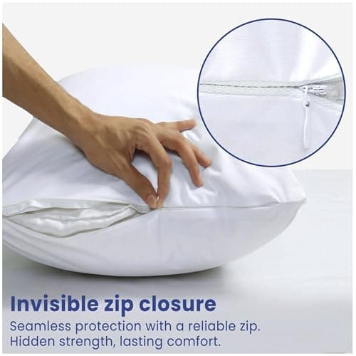 Waterproof Pillow Protectors with Zipper Queen Size 2 Pack Zippered Pillow Covers, Breathble and Noisless Pillow Encasements, Moisture Wicking Pillowcases — view 2