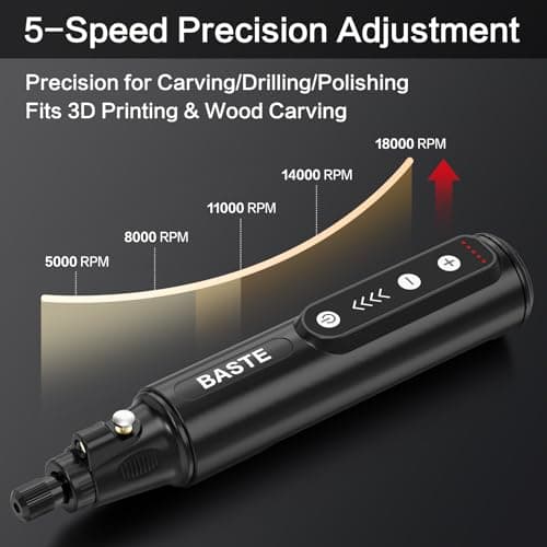 BASTE Mini Cordless Rotary Tool 4V, 5-Speed Rotary Tool Kit with 109 Accessories, Type-C Charging Power Rotary Tool for Etching & Engraving, Sanding, Drilling, Polishing, DIY Crafts(Black) — view 2