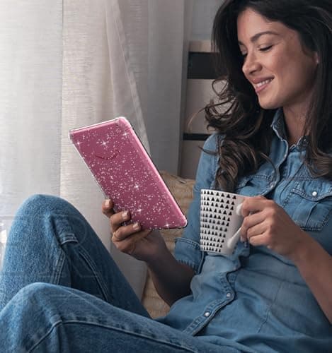 MoKo Case for All-new 7" Kindle Paperwhite (12th Generation-2024) and Kindle Colorsoft Signature Edition 2024 Ultra Thin Clear Flexible Transparent TPU Skin Bumper Back Cover Shell, Clear Glitter — view 7