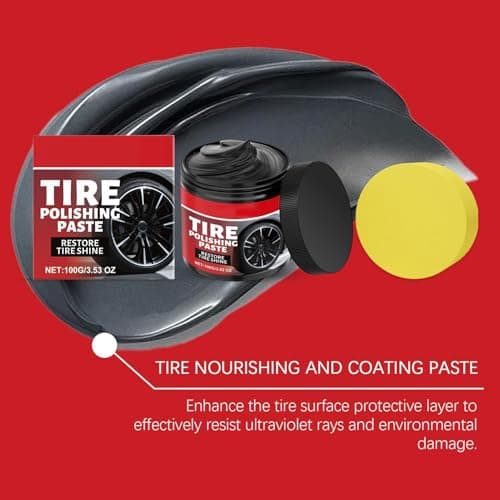 2 Pack Car Tire Shine with Sponge, Tire Polishing Paste, Tires Coating Paste Rapid Acting, Auto Wheel Polishing Pastes with Applicator, for Truck Sedan RV SUV — view 2