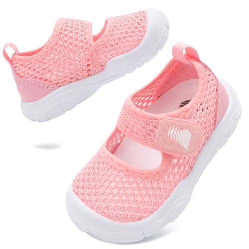 JOINFREE Toddler Water Shoes Barefoot Design with Adjustable Strap Lightweight Quick Dry Shoes for Baby Girls and Boys Swim Pool Beach Splash Pad Pink Toddler 5