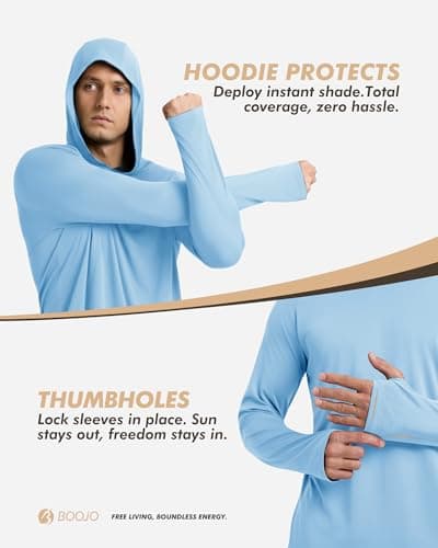 UPF 50+ Fishing Shirts for Men - Long Sleeve UV Sun Protection Hoodie Lightweight Rash Guard for Hiking Running Athletic — view 3