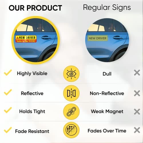 ASSURED SIGNS New Driver MAGNETIC Sign for Car, 3-Pack, 9.72" x 3.24" — view 5
