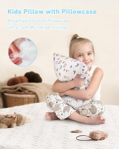 Babebay Toddler Pillow,13X18 Soft Toddler Pillows for Sleeping, Machine Washable Kids Pillow with Cotton Pillowcase, Perfect for Travel, Toddlers Cot — view 2