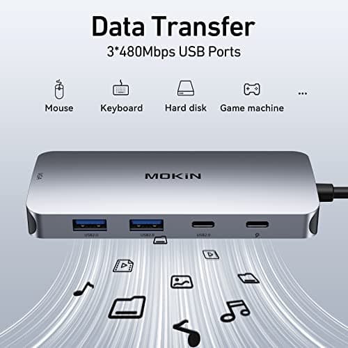 USB C Docking Station Dual DisplayPort, 8 in 1 USB Hub with 2 DP, HDMI, VGA, USB C 2.0, A 2.0, PD Charging Port, Multi Monitor Adapter for Dell/HP/Lenovo Laptops — view 5