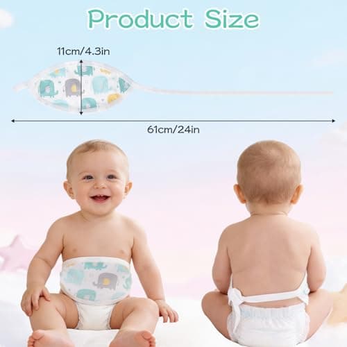 4Pcs Newborn Belly Button Wrap, Adjustable Baby Umbilical Cord Belly Band, Soft Cotton Navel Belt for Umbilical Cord Care, Cartoon Tummy Wrap for 0-12 Months Newborn Infant