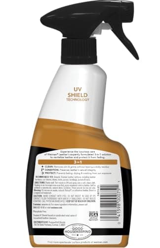 Weiman Leather Cleaner & Conditioner - Cleans, Restores & Protects Leather, UV Protection Prevent Cracking & Fading, For Car Seats, Sofas, Shoes, Bags & All Finished Leather Surfaces, 2 Pack