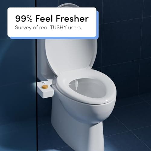 TUSHY Classic 3.0 Non-Electric Bidet Toilet Attachment, Experience a Superior Fresh Water Clean (Slim Fit, Easily Installs Under Toilet Seat, Adjustable Spray, Self Cleaning Nozzle), Bamboo Knob — view 4