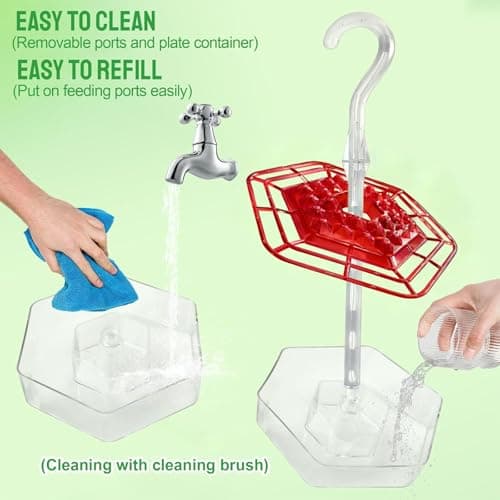 2 Pack Hummingbird Feeders for Outdoors Hanging with 30 Feeding Ports Saucer Humming Bird Feeder with Integrated Ant Moat Bee-Proof Leak-Proof No Drip, Easy Cleaning and Refill — view 3