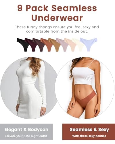 Take Talk Womens Underwear Seamless Thongs 9 Pack Sexy Panties No Show V-waisted Invisible Tangas Lingerie for Women — view 4