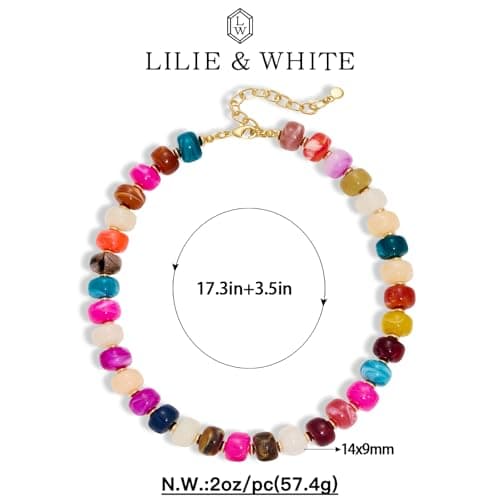 LILIE&WHITE Mothers Day Gifts for Mom Daughter Colorful Chunky Bead Necklaces for Women Fashionable chunky Boho Collar Necklace Rainbow Resin Bead Necklace Jewelry — view 5