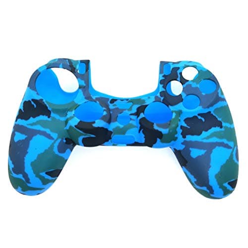 PS4 Controller Skin (1 Pair L2 R2 Trigger Extender+4 Thumb Grips+4 LED Light Bar Decal) Anti-Slip Silicone Cover Protector Sleeve Case for DualShock 4 PS4/PS4 Slim/PS4 Pro Controller (Blue camouflage) — view 4