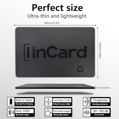 Wallet Tracker Card, Android & iPhone, Find My & Google, 5 Year Battery — view 2
