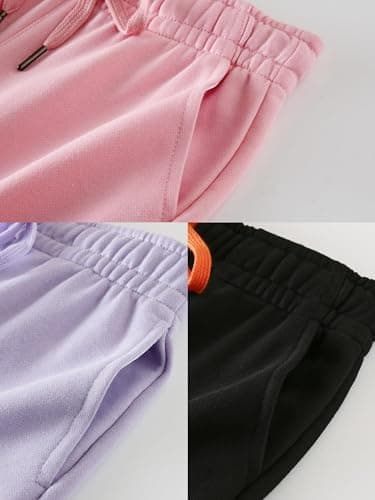 SOIBEEN Girls Sweatpants Elastic Drawstring Sports Jogging Trousers for Kids Casual Pants Solid Color Joggers with Pockets 7-8 Years — view 6