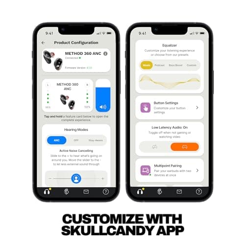Skullcandy Method 360 ANC Wireless Earbuds, Sound by Bose, Bluetooth Headphones, Premium Noise Cancelling, Up to 40 Hrs Battery, Sweat and Water Resistant, Microphone for iPhone Android - Bone — view 7