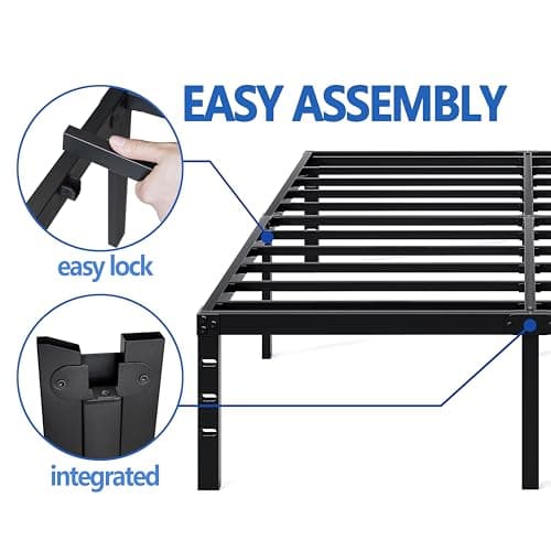 NEW JETO Metal Bed Frame,Queen Size Bed Frame with Storage Space,Heavy Duty Sturdy Mattress Foundation,Easy Assembly,No Box Spring Needed, Black,14 Inch,Queen — view 5