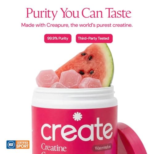 Create Creatine Monohydrate Gummies for Men & Women, Boost Focus, Strength, and Endurance, Anti-Melting Formula, Vegan, Gluten-Free, Non-GMO, 1.5g of Creatine per Gummy (Watermelon) — view 6